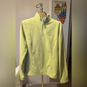 Women’s North Face Lightweight Lime Green 1/4 Zip Pullover Fleece Large